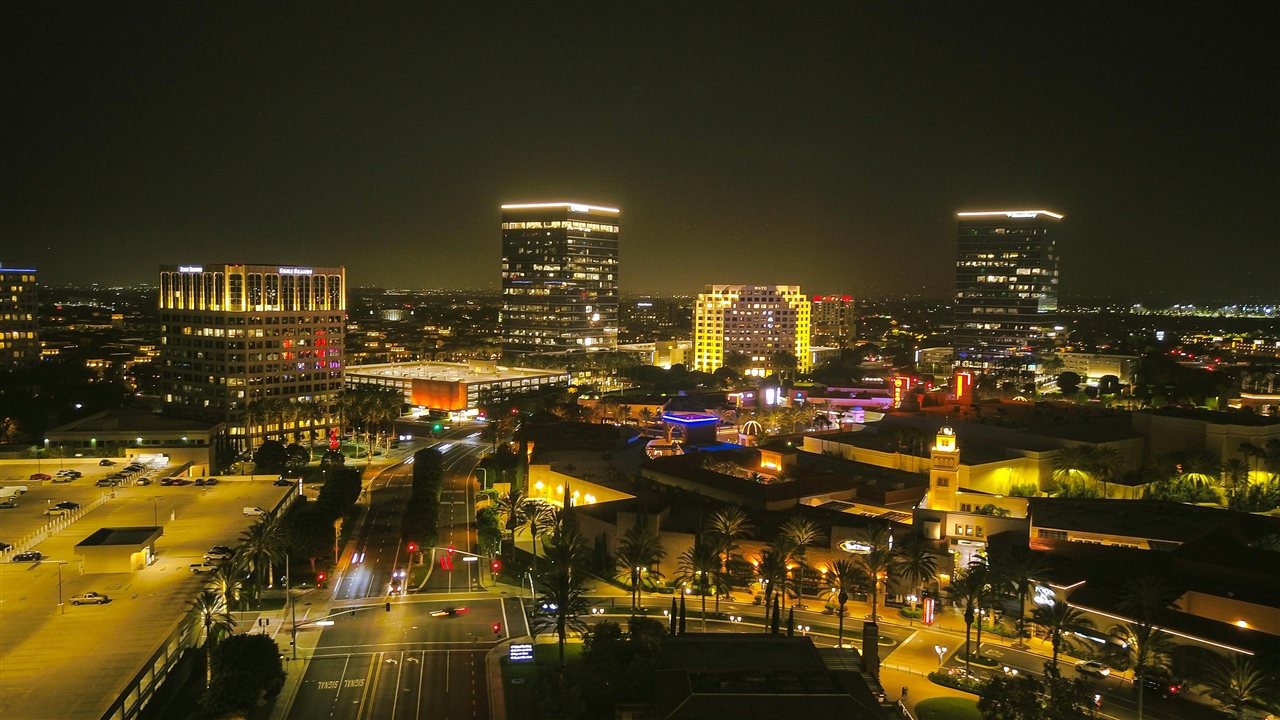 Garden Grove, CA downtown skyline at night