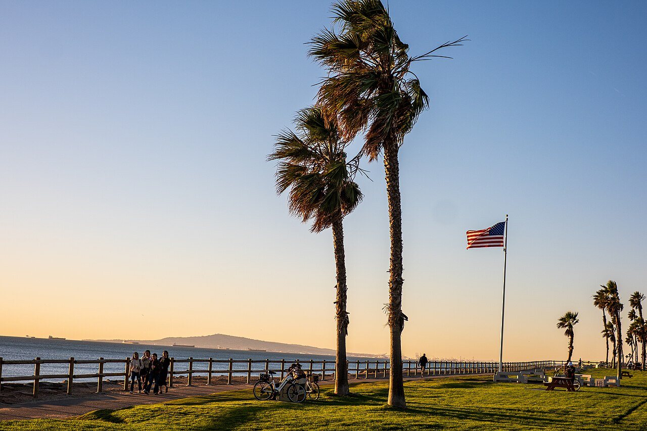 Patriot Point memorial overlooking the Pacific Ocean in Huntington Beach, California